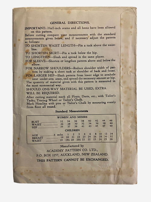 Academy 3243 vintage 1950s infant’s dress sewing pattern 3 years 22 inch chest