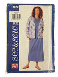 Butterick 3422 vintage 2000s dress, jacket and top sewing pattern. Bust 40, 42, 44 inches