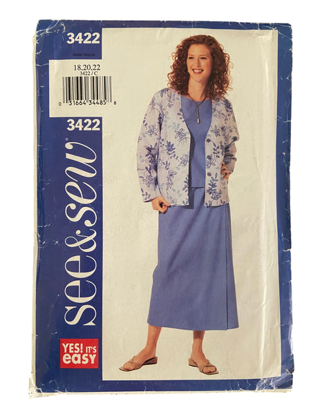 Butterick 3422 vintage 2000s dress, jacket and top sewing pattern. Bus the vintage pattern market Butterick 3422 vintage 2000s dress, jacket and top sewing pattern. Bus the vintage pattern market