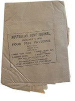 Australian home journal January 1st 1938 with four sewing patterns, unused, factory folded, three frocks bust 36 inches, child’s beach suit age 4 years