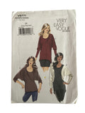 Very easy Vogue v8771 tops sewing pattern from 2011. Bust 38, 40, 42, 44, 46, 48 inches