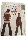 McCall’s 2294 vintage 1990s junior’s lined jacket, top and pants sewing pattern. Chest 36.5, 38 39.5 inches