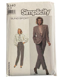 Simplicity 8340 vintage 1980s Sung Sport jacket, blouse and pants sewing pattern Bust 34 inches