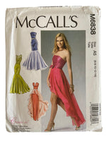 McCall's M6838 evening dresses and belt sewing pattern from the 2000s. Bust 30.5, 31.5, 32.5, 34, 36 inches