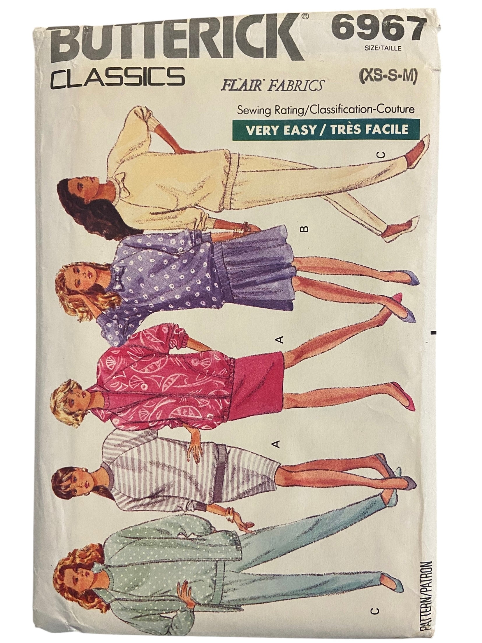 Butterick 6967 vintage 1980s jacket, dress, top, skirt and pants sewing pattern. Bust 30.5, 31.5, 32.5, 34, 36 inches
