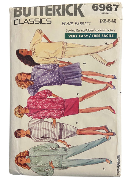 Butterick 6967 vintage 1980s jacket, dress, top, skirt and pants sewing pattern. Bust 30.5, 31.5, 32.5, 34, 36 inches