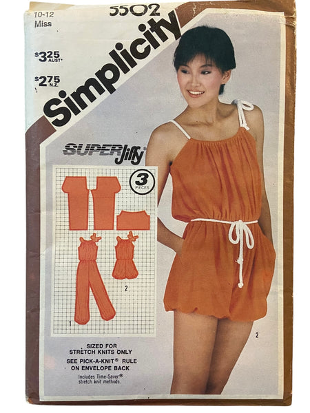 Simplicity 5502 vintage 1970s jumpsuit and romper sewing pattern Bust 32.5, 34 inches