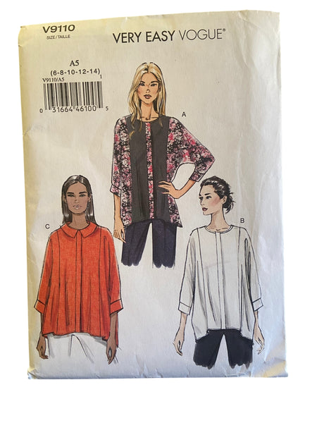 Vogue v9110 vintage 2000s top sewing pattern. Bust 30.5, 31.5, 32.5, 34, 36 inches