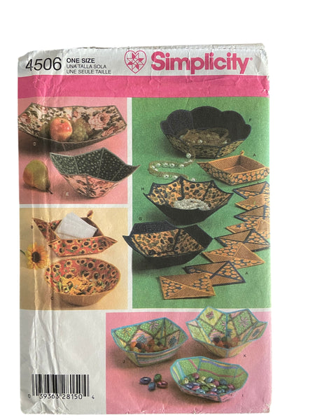 Simplicity 4506 fabric bowls craft sewing pattern