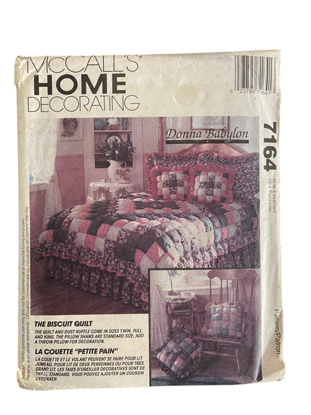 McCall's home decorating vintage 1990s biscuit quilt, pillow shams, dust ruffle and cushion sewing pattern