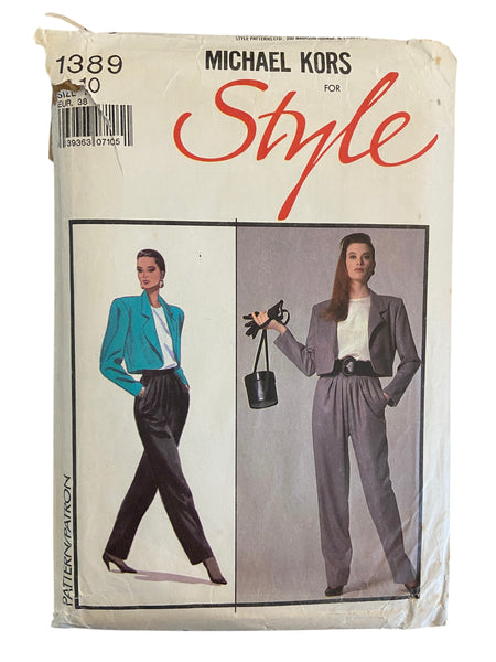 Michael Kors for Style 1389 vintage 1980s top, pants and jacket pattern Bust 32.5 inches