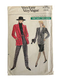 Vogue 7287 vintage 1980s jacket and pants sewing pattern. Bust 30.5, 31.5, 32.5 inches