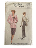 Vogue 9978 vintage 1980s jacket, skirt and pants sewing pattern. Bust 31.5, 32.5, 34 inches
