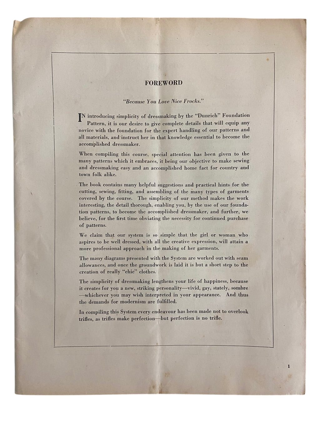 Vintage 1930s The Dunrich School of Dressmaking sewing book