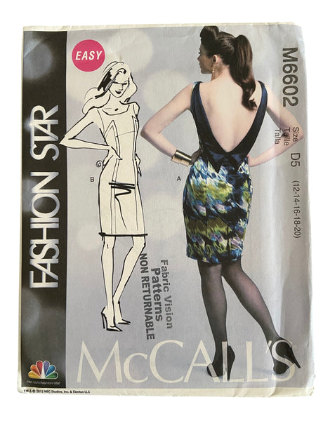 McCall's M6602 fashion star evening dress sewing pattern from the 2000s. Bust 34, 36, 38, 40, 42 inches