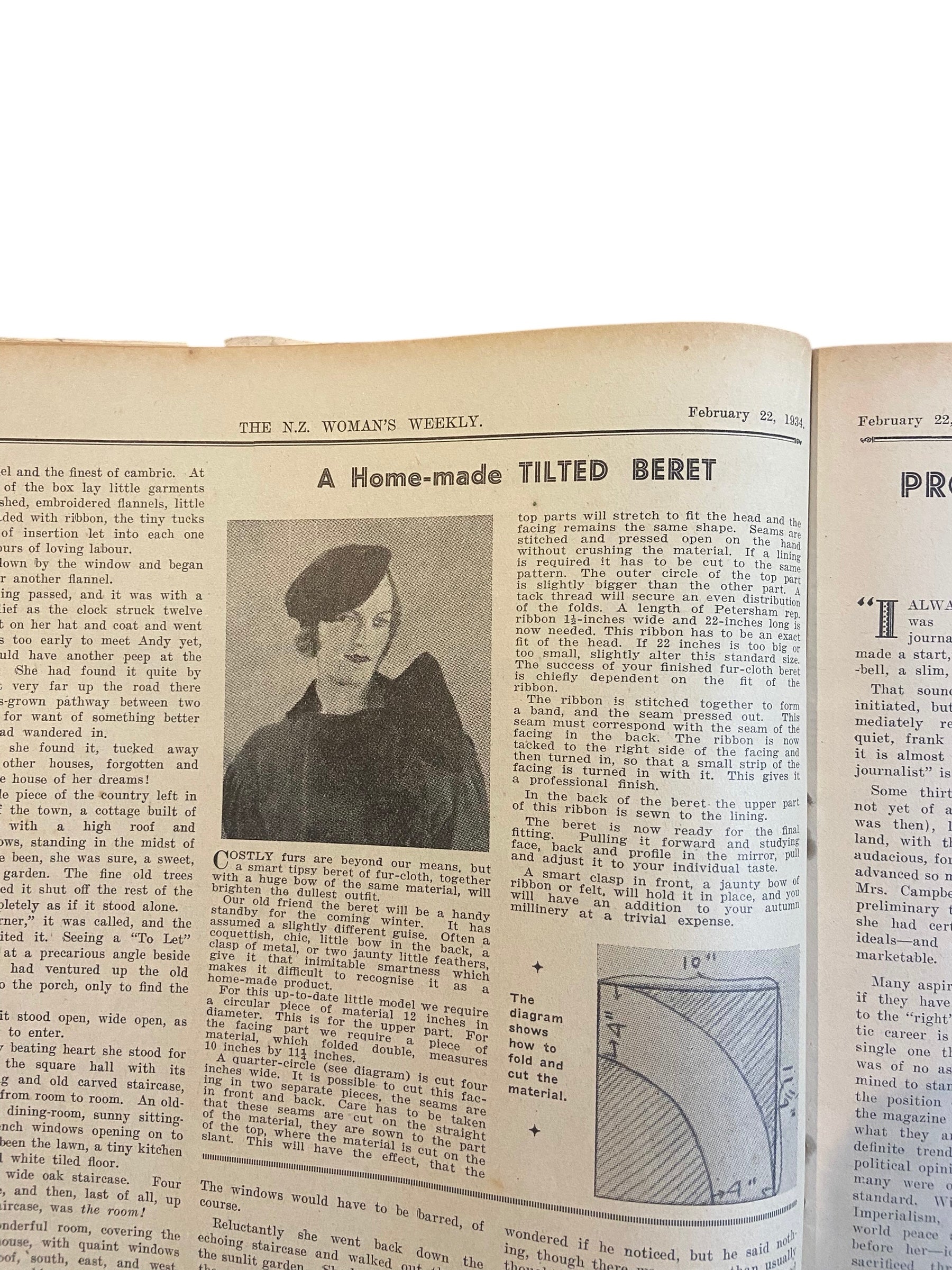 New Zealand Woman’s Weekly February 22 1934 with a sewing pattern, unused, factory folded, frock bust 35 inches