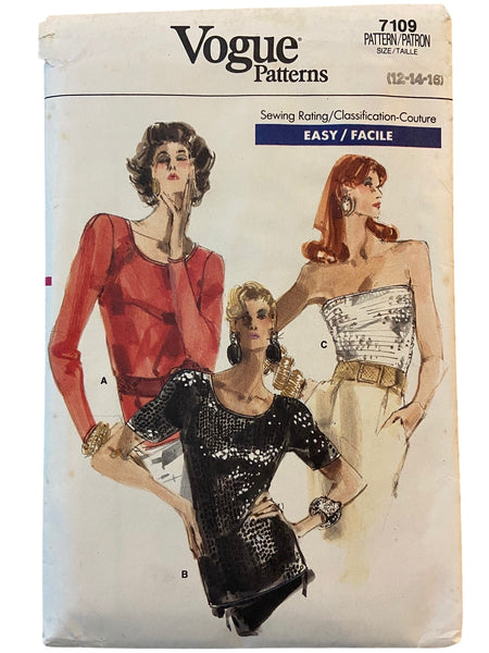 Vogue 7109 vintage Vogue 1980s tops sewing pattern Bust 34, 36, 38 inches