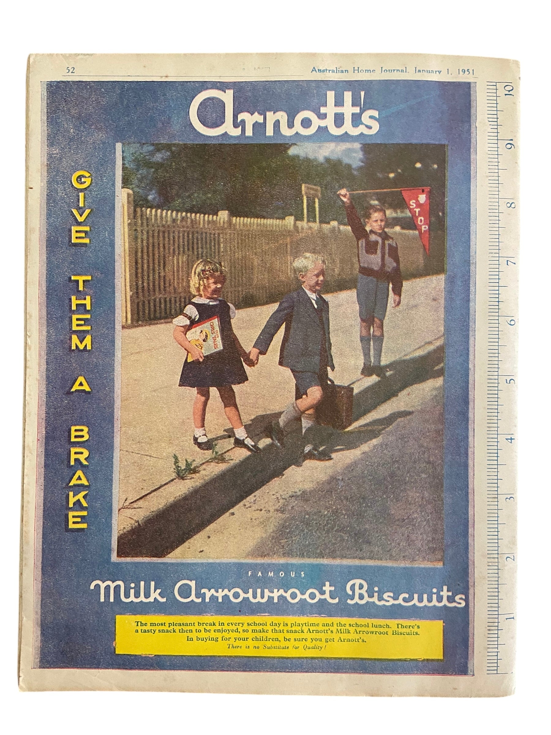 Australian home Journal January 1st 1951 with two dress sewing patterns, unused, factory folded, women’s dresses. Bust 36 inches. Child’s sun frock age 4 years.