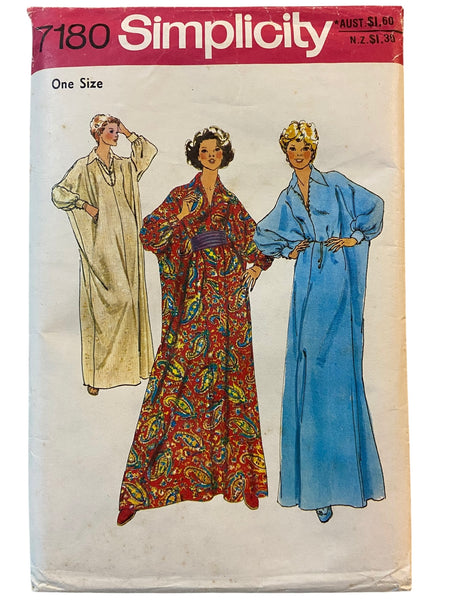 Simplicity 7180 vintage 1970s caftan sewing pattern. One size.