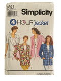Simplicity 8301 vintage 1990 4 hour jacket sewing pattern Bust 40, 42, 44, 46 inches