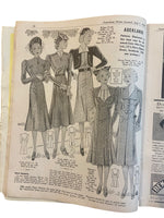 Australian home journal July 1st 1938 with four sewing patterns, unused, factory folded, three frocks bust 36 inches, child’s school frock age 6 years