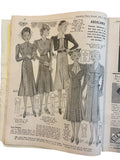 Australian home journal July 1st 1938 with four sewing patterns, unused, factory folded, three frocks bust 36 inches, child’s school frock age 6 years