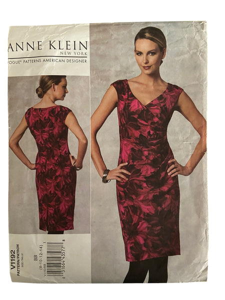 Vogue v1192 American Designer Anne Klein New York dress sewing pattern. Bust 31.5, 32.5, 34, 36 inches