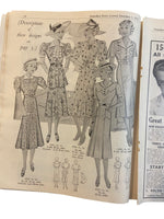 Australian home journal December 1st 1937 with four sewing patterns, unused, factory folded, three frocks bust 36 inches, child’s frock age 4 years