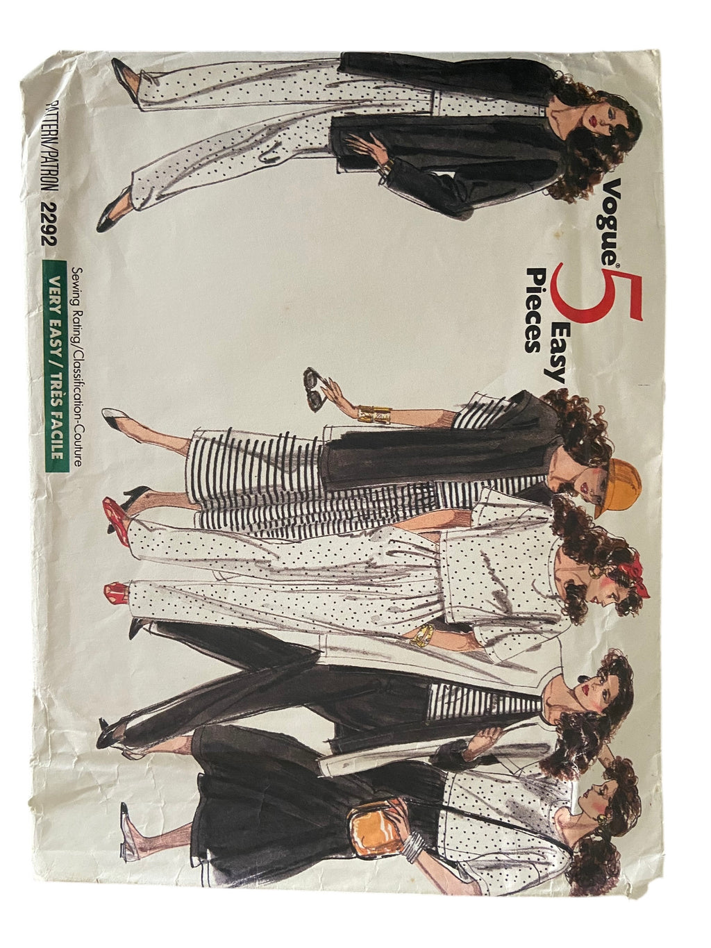 Vogue 2292 5 easy pieces vintage 1980s jacket, vest skirt, pants and top sewing pattern. Bust 31.5, 32.5, 34 inches