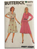 Butterick 3477 vintage 1980s top and skirt sewing pattern. Bust 32.5 inches