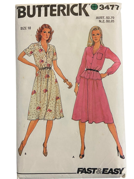 Butterick 3477 vintage 1980s top and skirt sewing pattern. Bust 32.5 inches