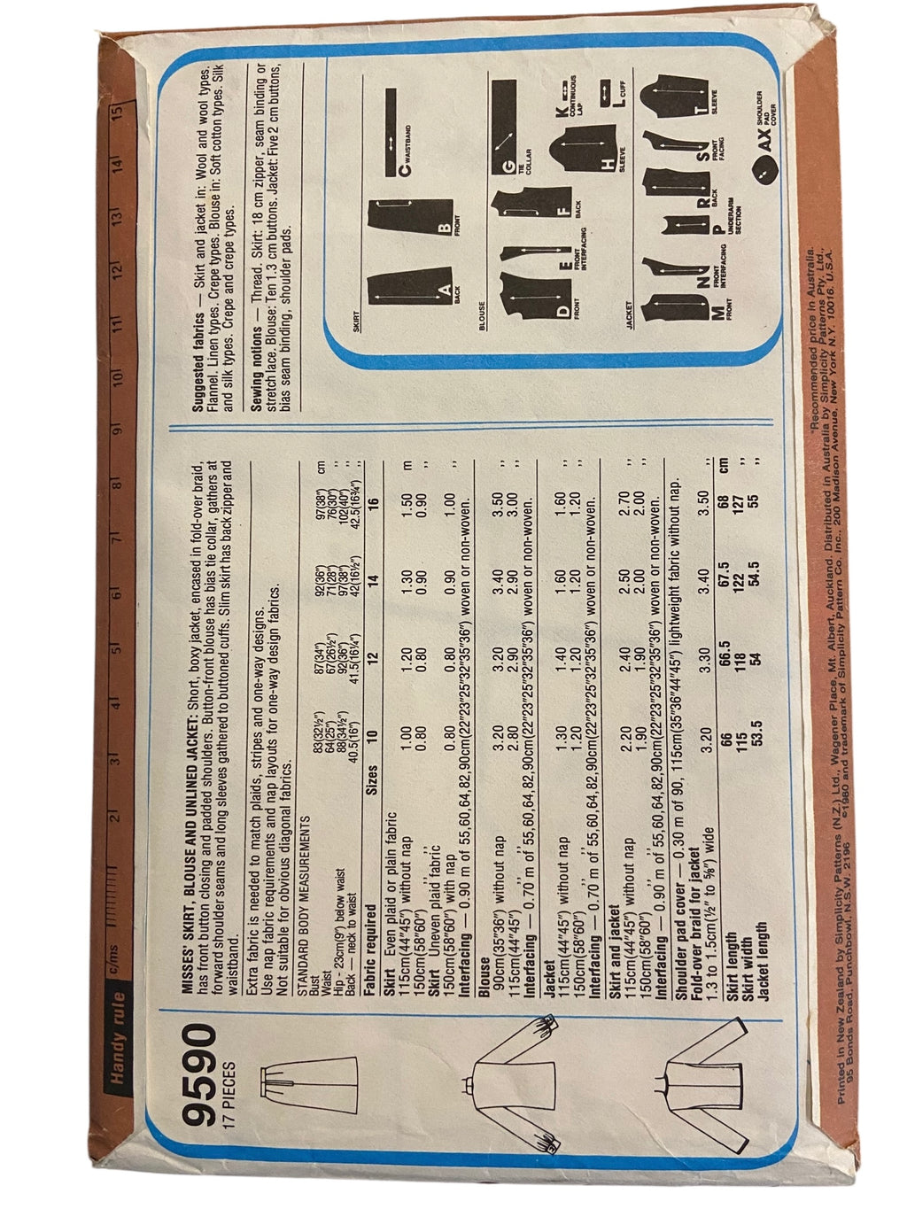 Simplicity 9327 vintage 1980s pants sewing pattern. Waist 25 inches, hip 34.5 inches