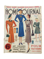 Australian home journal July 1st 1938 with four sewing patterns, unused, factory folded, three frocks bust 36 inches, child’s school frock age 6 years