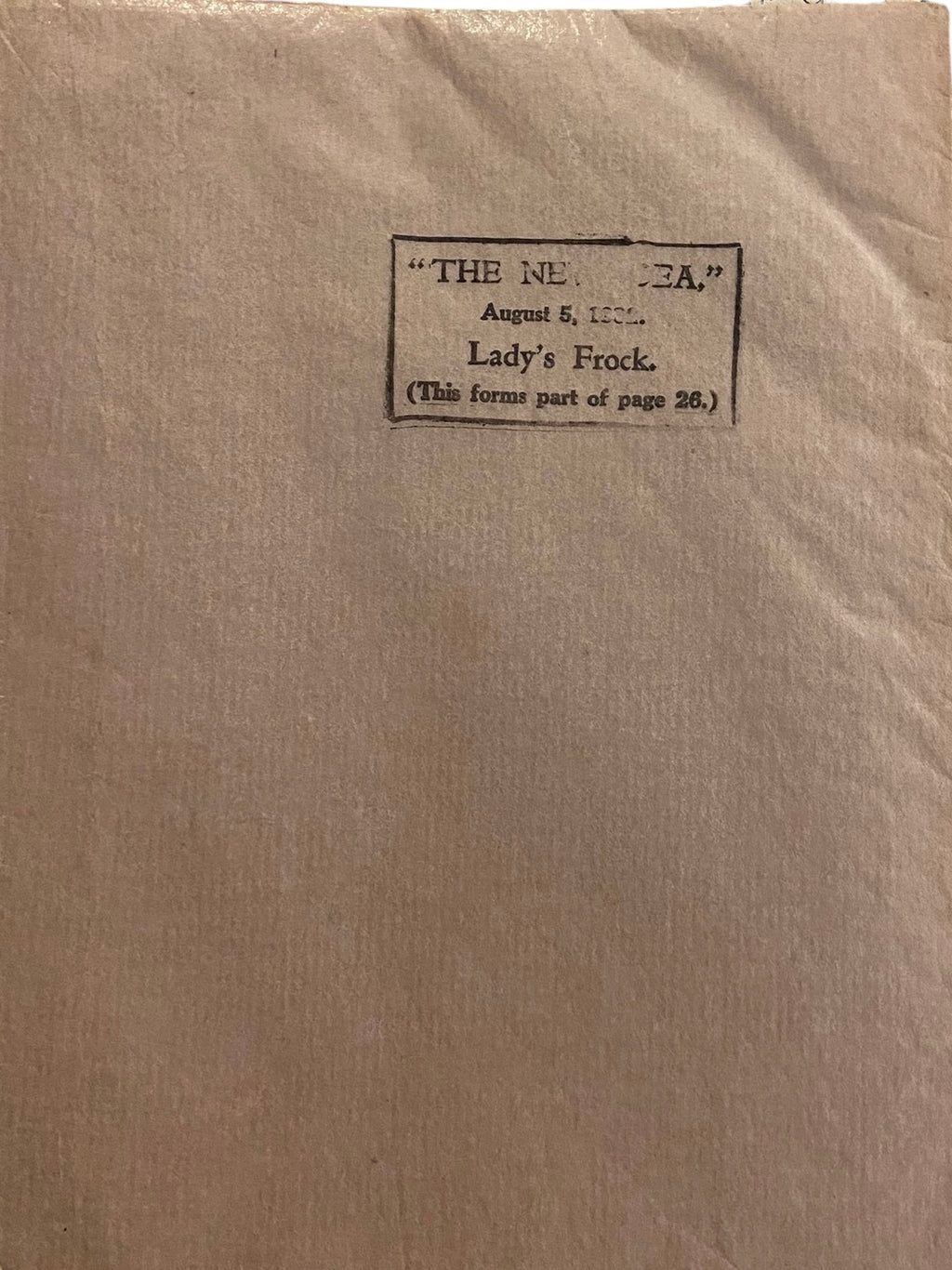 The New Idea Magazine . A weekly paper for Australian and New Zealand Women. August 5 1932 with sewing pattern unused, factory folded, lady’s frock. Bust 32 inches.