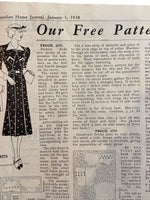 Australian home journal January 1st 1938 with four sewing patterns, unused, factory folded, three frocks bust 36 inches, child’s beach suit age 4 years
