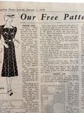 Australian home journal January 1st 1938 with four sewing patterns, unused, factory folded, three frocks bust 36 inches, child’s beach suit age 4 years