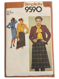Butterick 9590 vintage 1980s skirt, jacket and blouse sewing pattern. Bust 32.5 inches