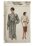 Vogue 9335 vintage 1980s top, skirt and dress sewing pattern. Bust 30.5, 31.5, 32.5 inches