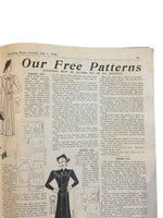 Australian home journal July 1st 1938 with four sewing patterns, unused, factory folded, three frocks bust 36 inches, child’s school frock age 6 years