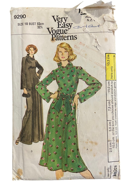 Vogue 9290 very easy vogue vintage 1970s dress sewing pattern Bust 32.5 inches