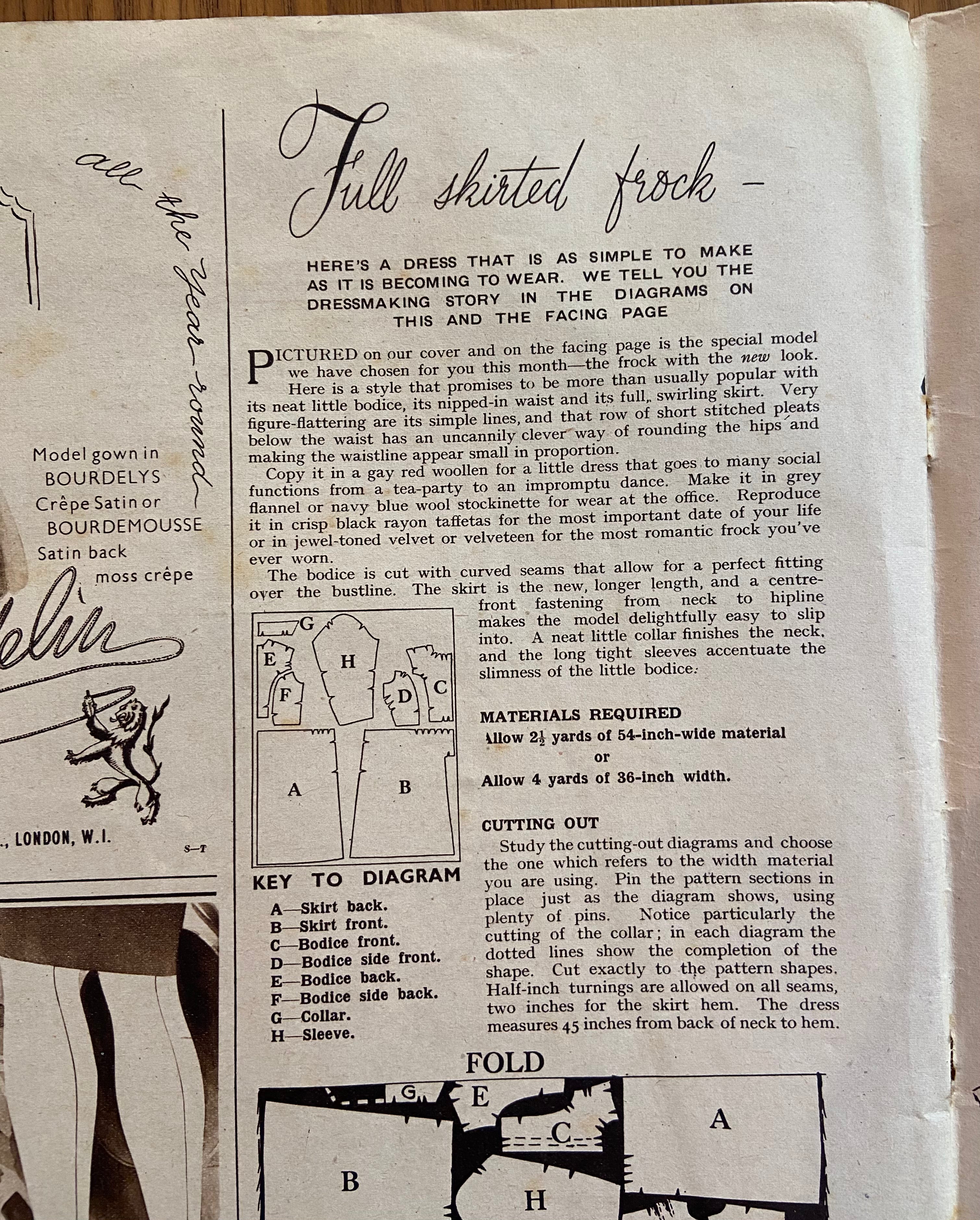 Home Fashions and Children’s Dress No. 101 vintage 1948 magazine dress sewing pattern, unused, factory folded. Bust 36 inches .