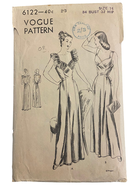 Vogue 6122 vintage 1950s nightgown sewing pattern. Bust 34 inches