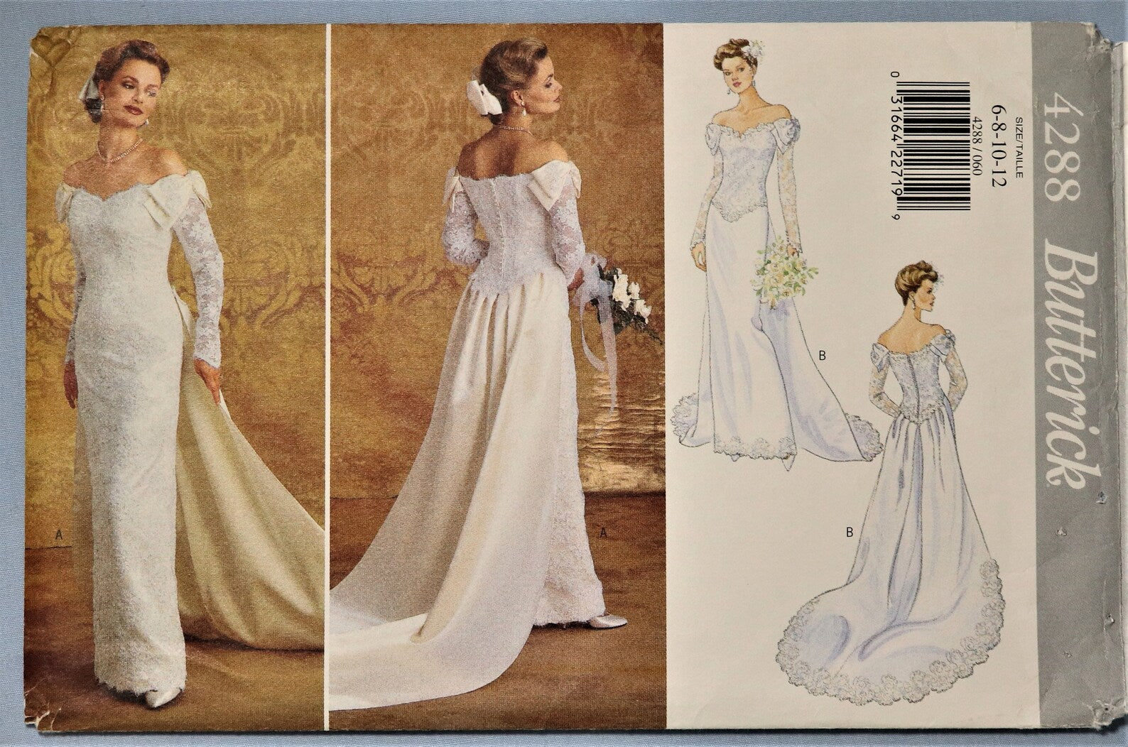 Butterick 4288 bridal gown sewing pattern Bust 36, 38, 40 inches – the vintage  pattern market, image size:1588x1052