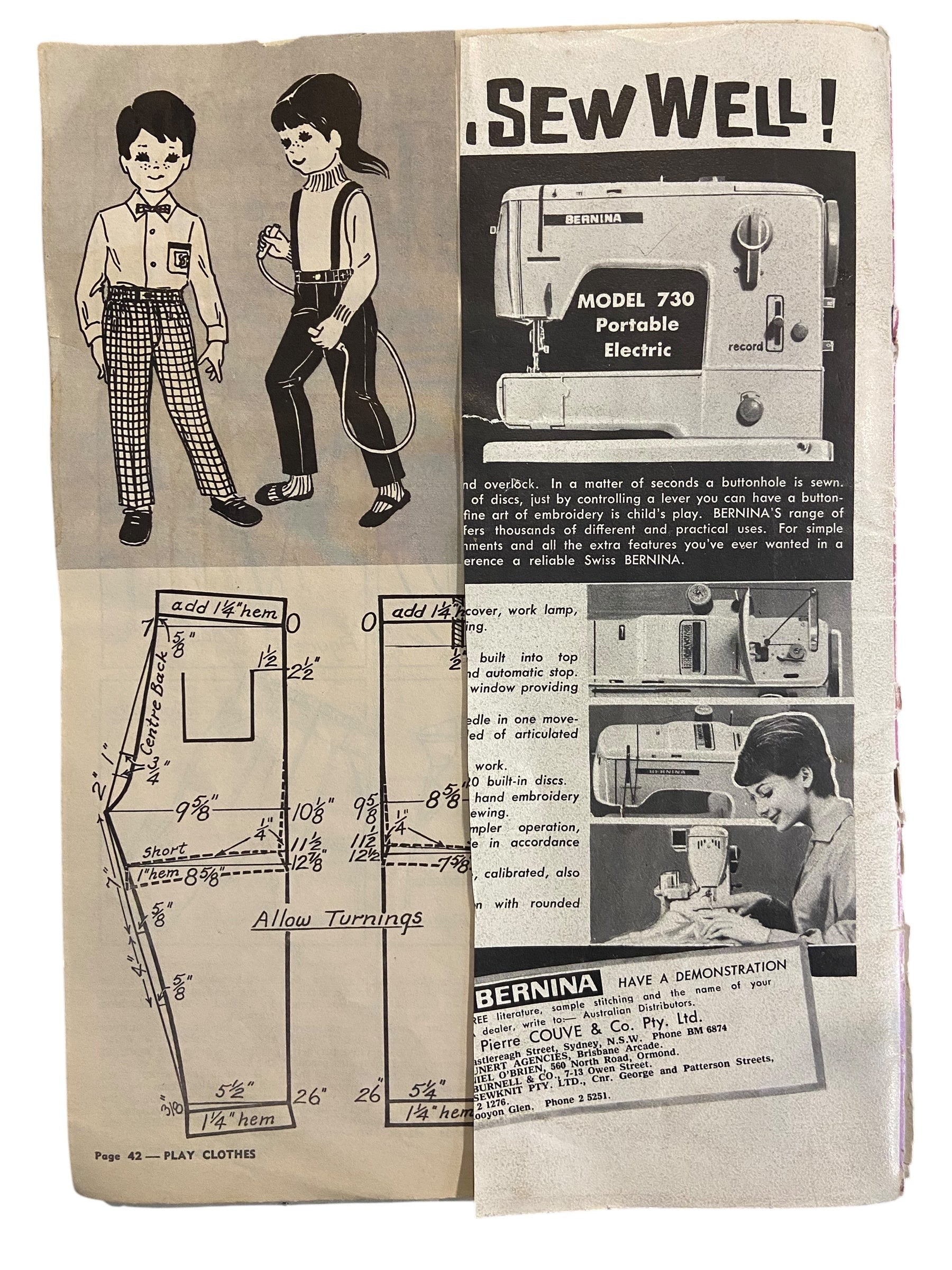 Enid Gilchrist play clothes children's one to seven years draftable pattern book early 1960s, contains many draftable patterns