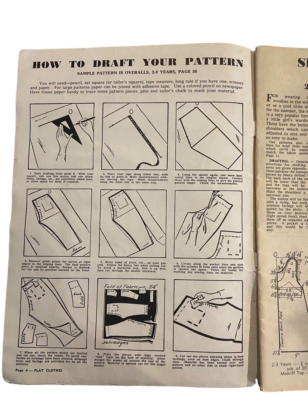Enid Gilchrist play clothes children's one to seven years draftable pattern book early 1960s, contains many draftable patterns