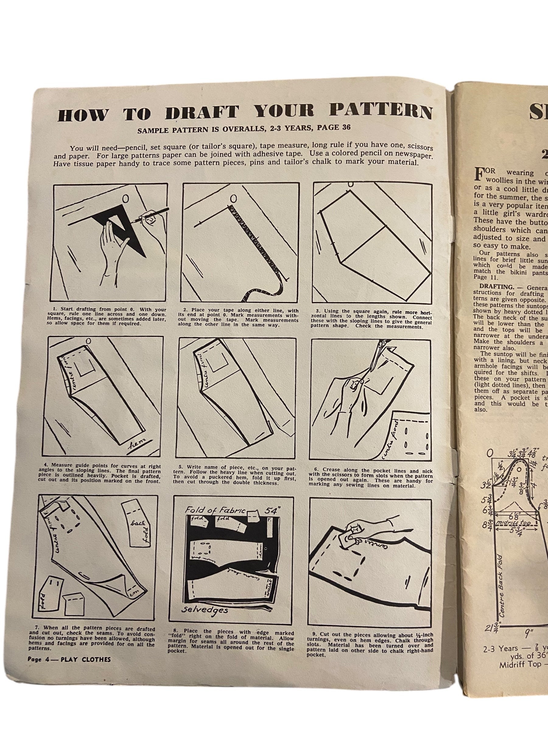 Enid Gilchrist play clothes children's one to seven years draftable pattern book early 1960s, contains many draftable patterns