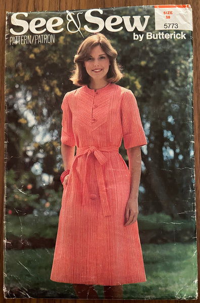 Butterick 5773 vintage 1980s dress sewing pattern. Bust 32.5 inches