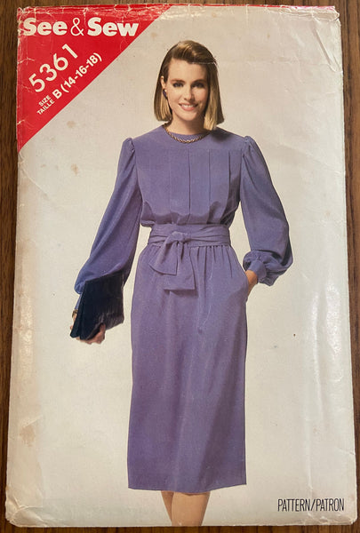 Butterick 5361 vintage 1990s dress sewing pattern. Bust 36, 38, 40 inches