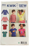Kwik Sew toddlers tops sewing pattern. Chest 20, 21, 22, 23 inches