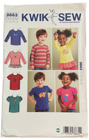 Kwik Sew toddlers tops sewing pattern. Chest 20, 21, 22, 23 inches